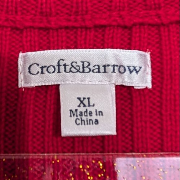 Croft & Barrow Quilted Ribbed Sweater Womens Size XL Red Cotton Knit Full Zip - Picture 5 of 11